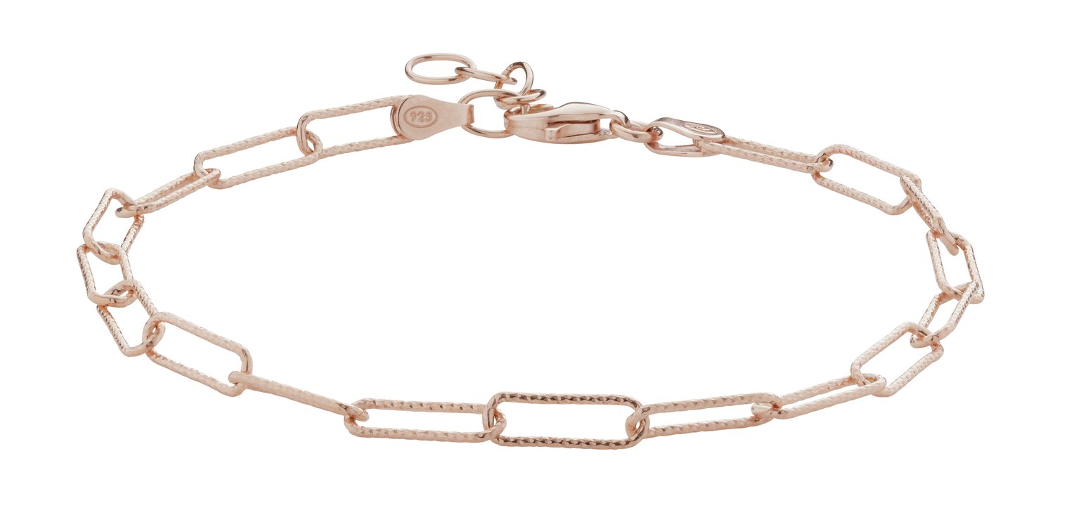 Revere 9ct Rose Gold Plated Textured Links Bracelet Review