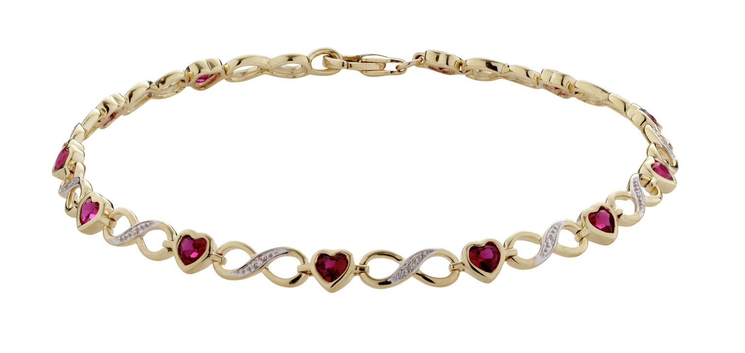 Revere 9ct Gold Created Ruby & 0.018cttw Diamond Bracelet Review