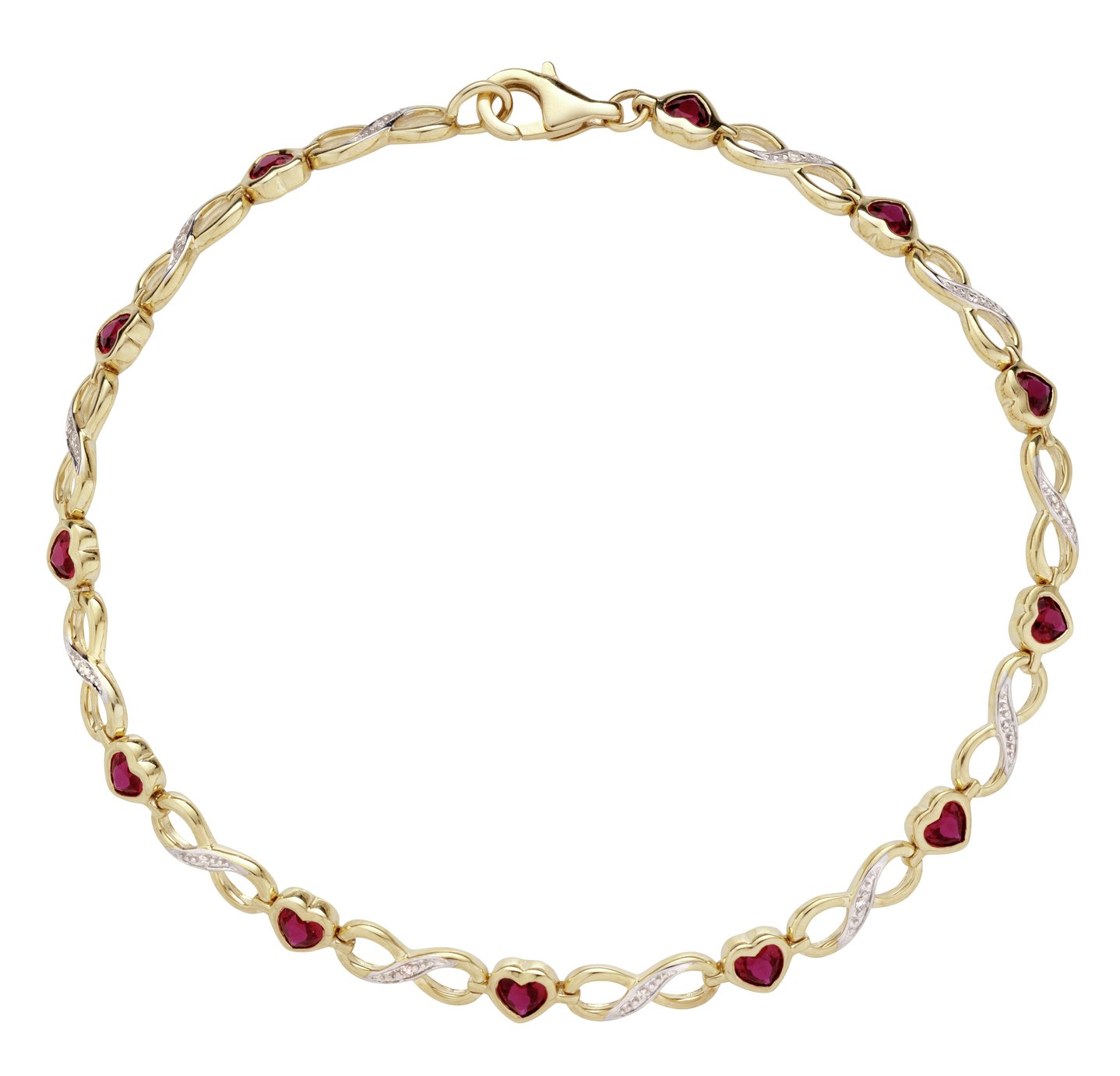 Revere 9ct Gold Created Ruby & 0.018cttw Diamond Bracelet Review