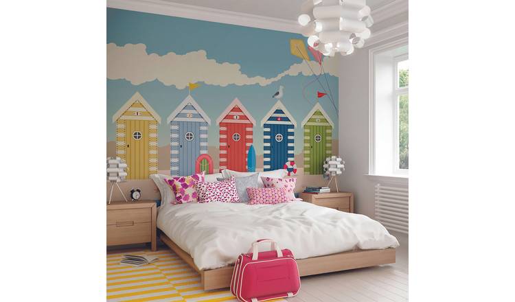 Origin Murals Beach Huts Multicolour Wall Mural