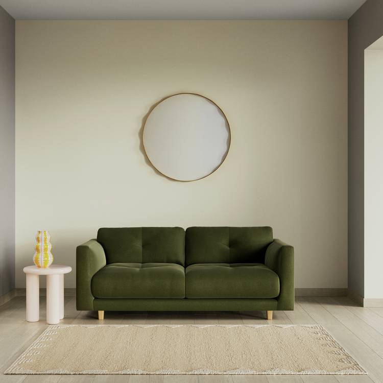 Habitat Emely Velvet 2 Seater Sofa - Moss Green - Ash Leg 0
