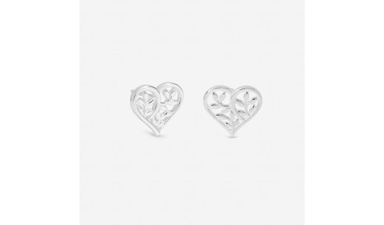 Inicio Silver Plated Tree of Love Heart Studs