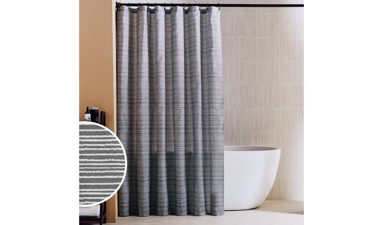 Argos Home Stockholm Stripe Antibacterial Shower Curtain