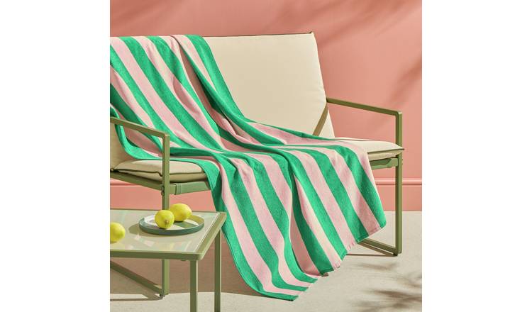 Habitat Stripe Beach Towel - Pink & Green