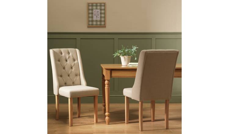 Argos Home Raina Pair of Fabric Dining Chairs - Natural
