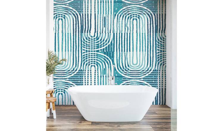 Origin Murals Curved Line Texture Blue Wall Mural