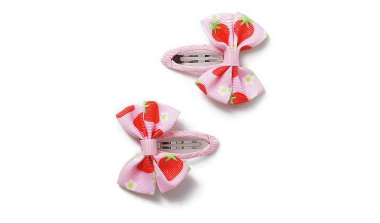 Flitzy Strawberry Bow Hair Clips