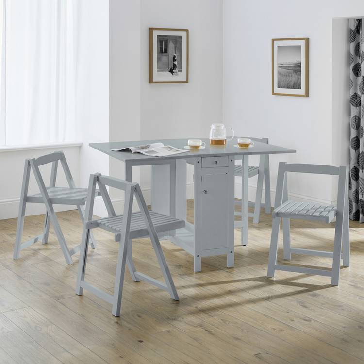 Julian Bowen Savoy Ext Natural  Dining Table & 4 Grey Chairs 0