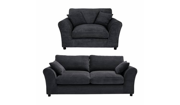 Argos Home Harry Fabric Chair & 3 Seater Sofa - Charcoal