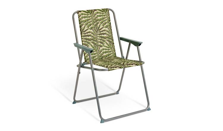 Habitat Picnic Leaf Print Folding Metal Garden Chair - Green