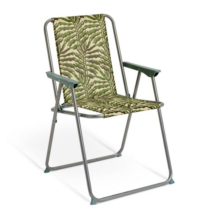 Habitat Picnic Leaf Print Folding Metal Garden Chair - Green 0