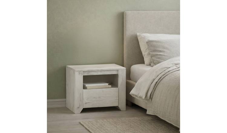 Furniture To Go Angel 1 Drawer Bedside Table - White & Oak