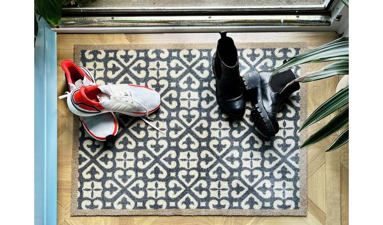 My Mat Harlequin Tile Blue Short Pile Doormat - 50x75cm