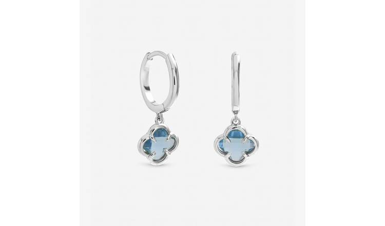 Inicio Sapphire Clover Charm Huggie Hoops Earrings