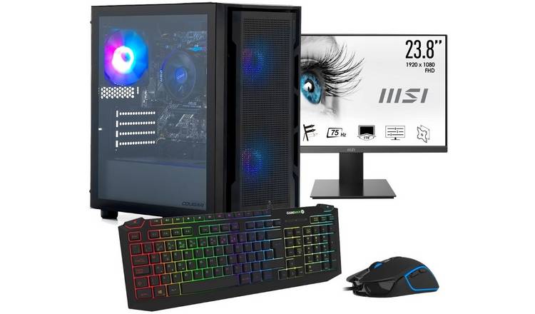 Stormforce  AMD Ryzen5 8GB 500GB PC Desktop & 25in Monitor 