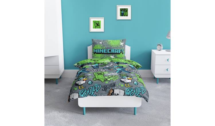Minecraft Kids Grey Bedding Set - Single