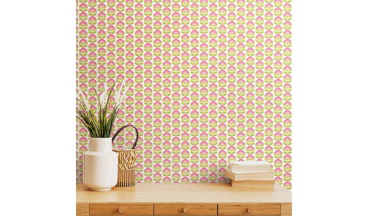 Hoopla Walls Retro Flower Rose and Apple Wallpaper