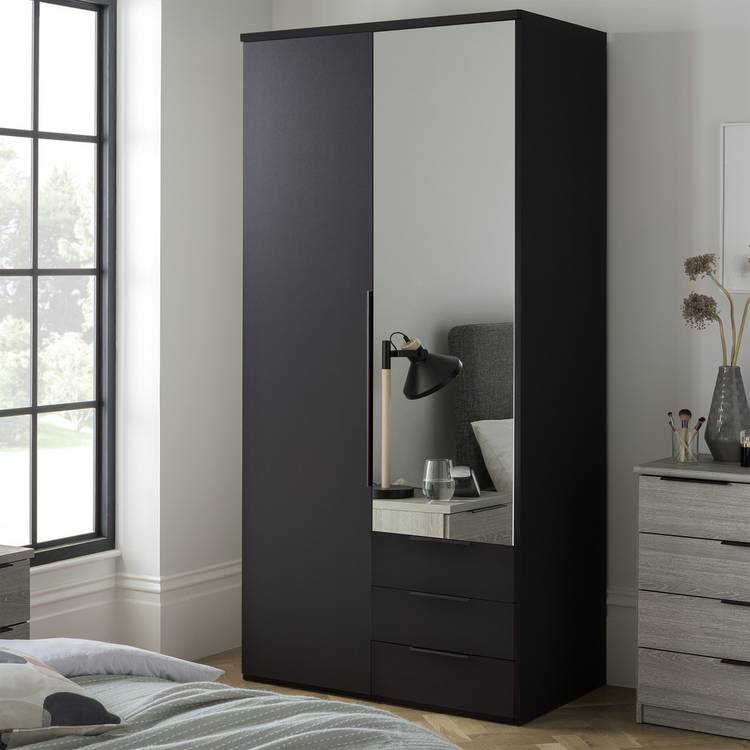 Argos Home Hallingford 2 Door 3 Drawer Wardrobe - Anthracite 0