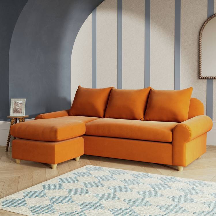 Habitat Whitby Reversible Chaise Sofa - Orange - Ash Leg 0