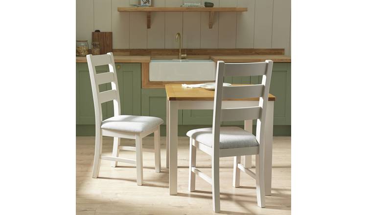 Argos Home Ashwell Pair of Solid Wood Pair Chair - Cream