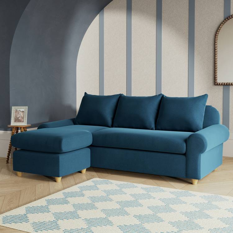 Habitat Whitby Reversible Chaise Sofa - Ink Blue - Ash Leg 0