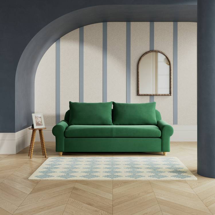 Habitat Whitby Fabric 3 Seater Sofa - Green - Ash Leg 0