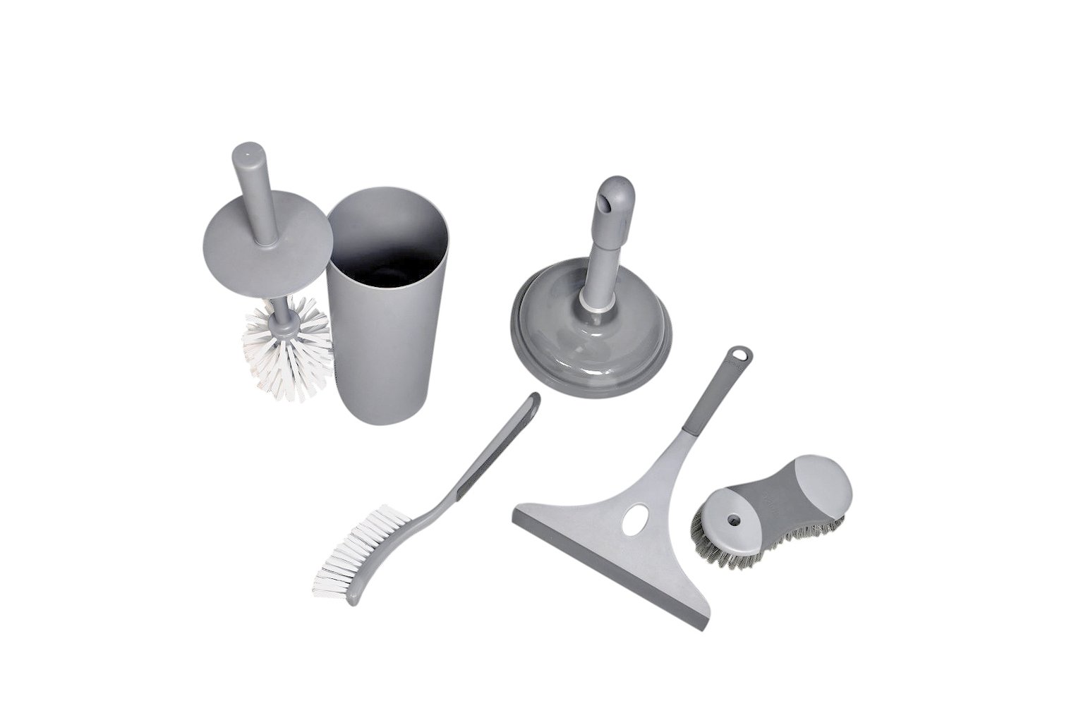 Argos Home 6 Piece Bathroom Cleaning Set - Grey