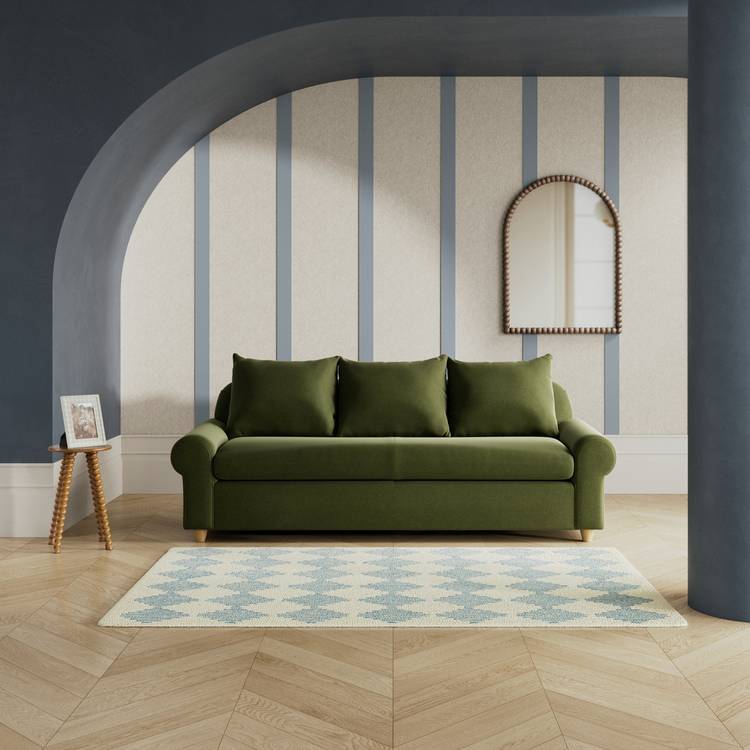 Habitat Whitby Velvet 4 Seater Sofa - Moss Green - Ash Leg 0