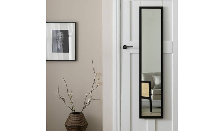 Home Essentials Black Full Length Over the Door Mirror