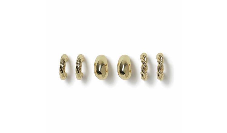 Freedom Gold Multi Style Medium Hoop Earrings - Pack of 3