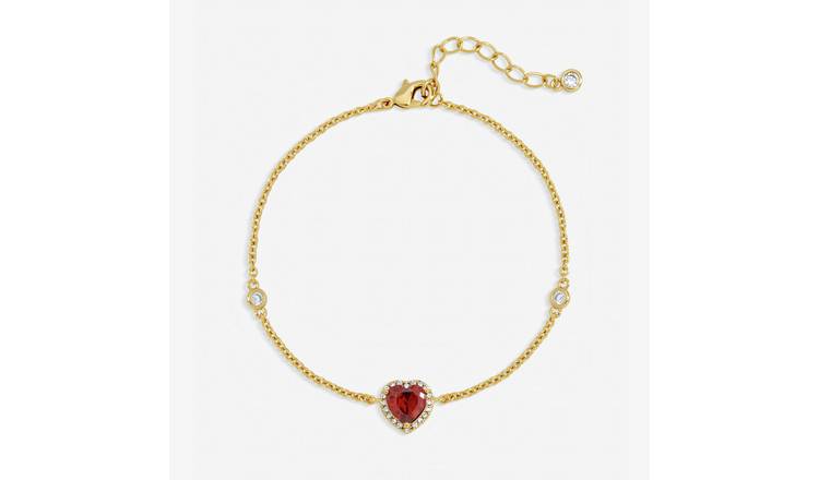 Jon Richard Gold Plated Red Heart Drop Bracelet