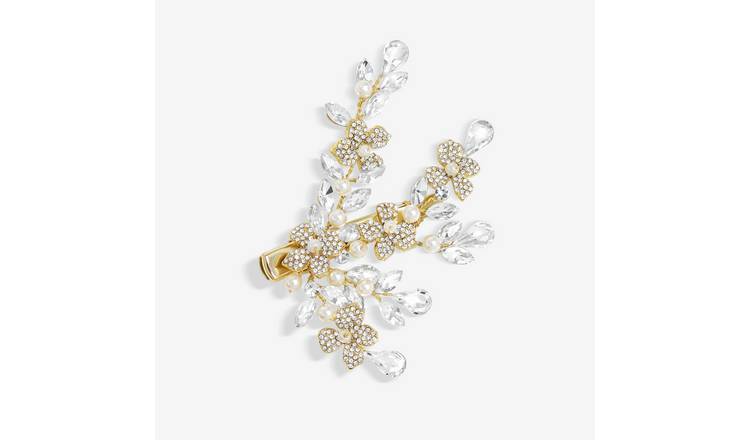 Jon Richard Gold Plated Crystal Spray Floral Hair Slide