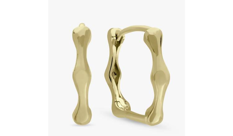 Revere Gold Plated Sterling Silver Bamboo Huggies Earrings