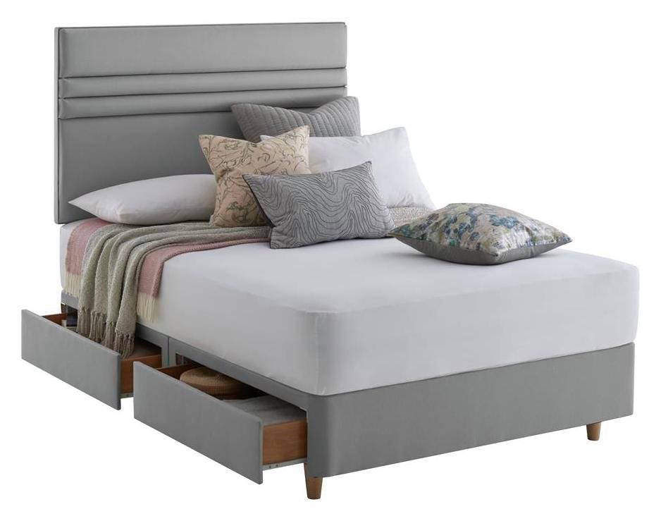 Silentnight Roma Small Double 4 Drawer Divan Set Slate Grey at Argos