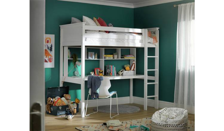 Buy Argos Home Brooklyn White High Sleeper Bed Desk Shelves