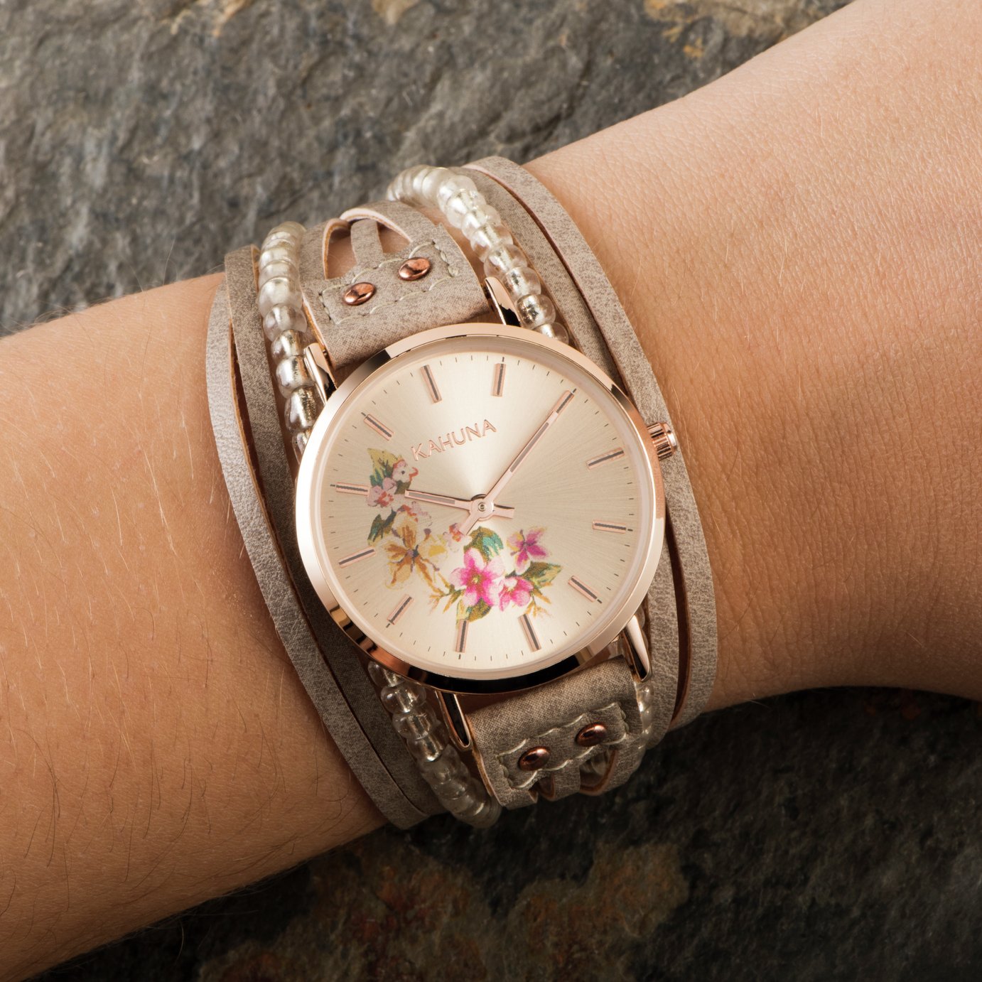 Kahuna Ladies' Rose Gold Coloured Grey Beaded Strap Watch Reviews