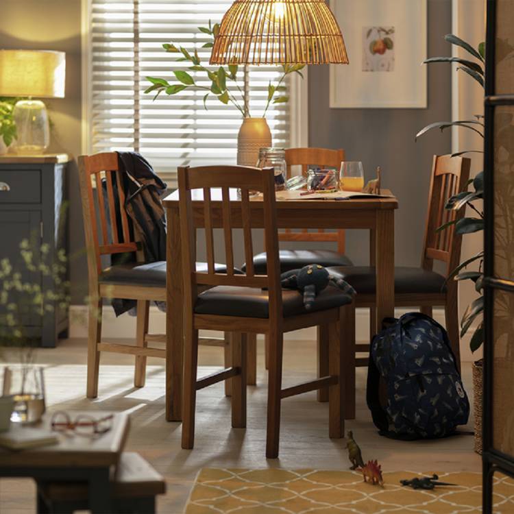 Argos Home Ashwell Oak Dining Table & 4 Oak Brown Chairs 0