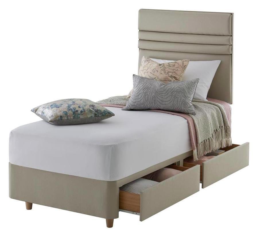 Silentnight Roma Single 2 Drawer Divan Set - Sandstone