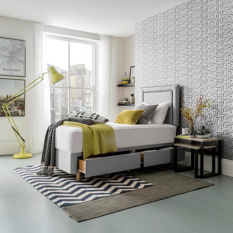 Silentnight Toulouse Single 2 Drawer Divan Set - Grey 0