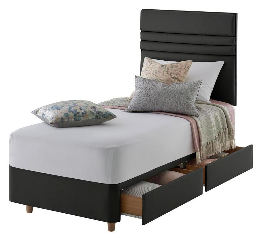 Silentnight Roma Single 2 Drawer Divan Set - Ebony