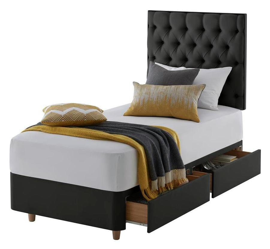 Silentnight Sassaria Single 2 Drawer Divan Set - Ebony