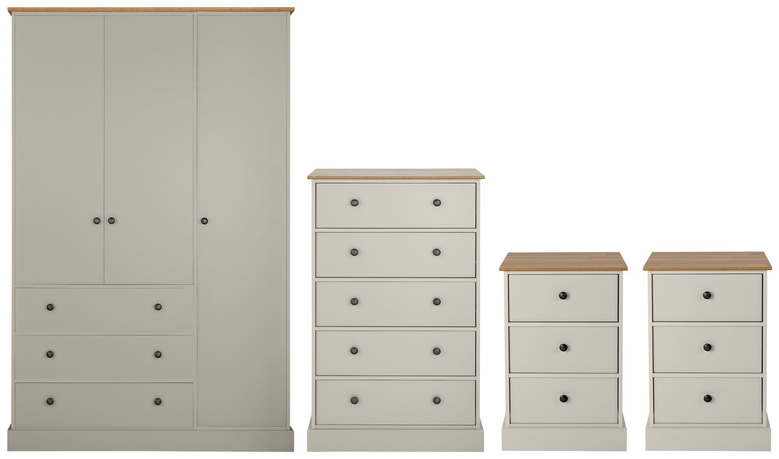 Argos Home Kensington 4 Piece Wardrobe Set -Grey/ Oak Veneer