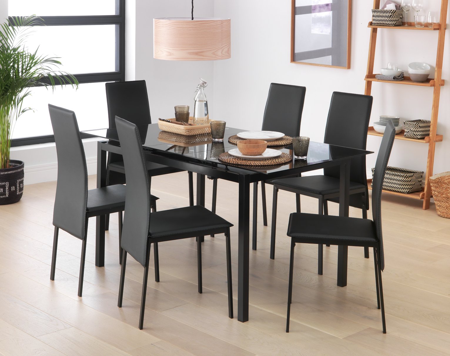 Argos Home Lido Glass Extending Table & 6 Black Chairs Review