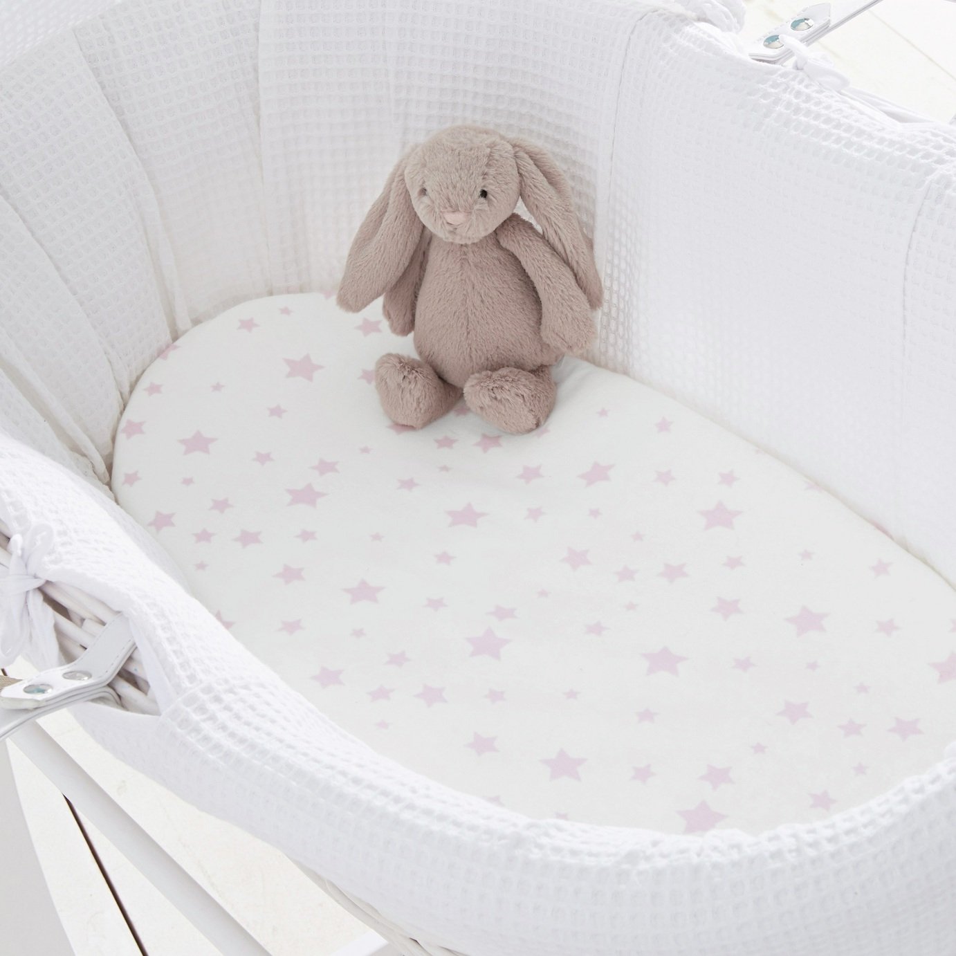 Silentnight Stars Fitted Moses Basket Sheet 2 Pack - Pink