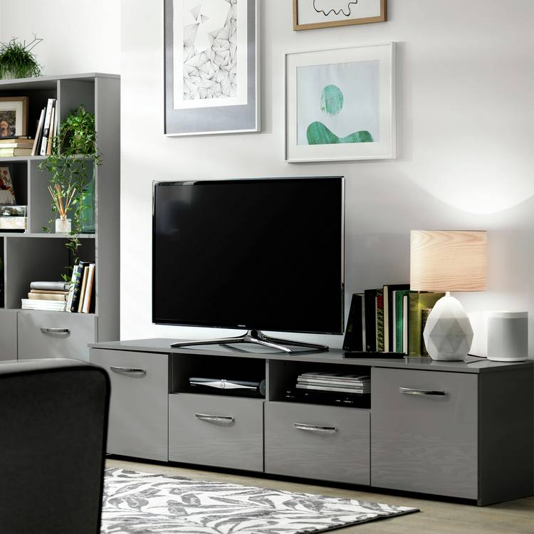 Argos Home Hayward 2 Door TV Unit - Gloss Grey 0