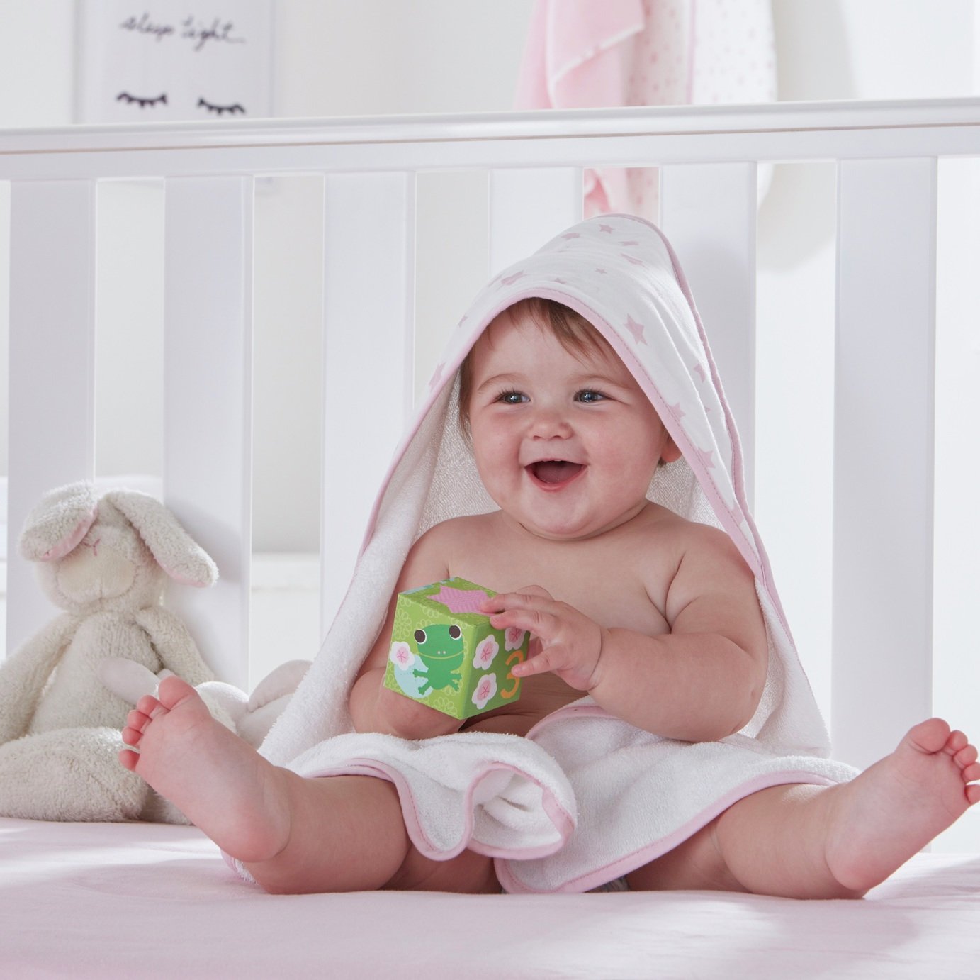 Silentnight Baby Hooded Towel - Pink Stars