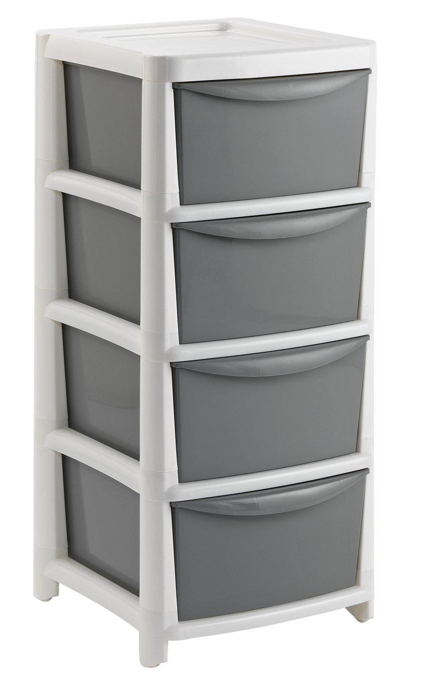 Argos Home 4 Drawer Storage Tower - White and Grey