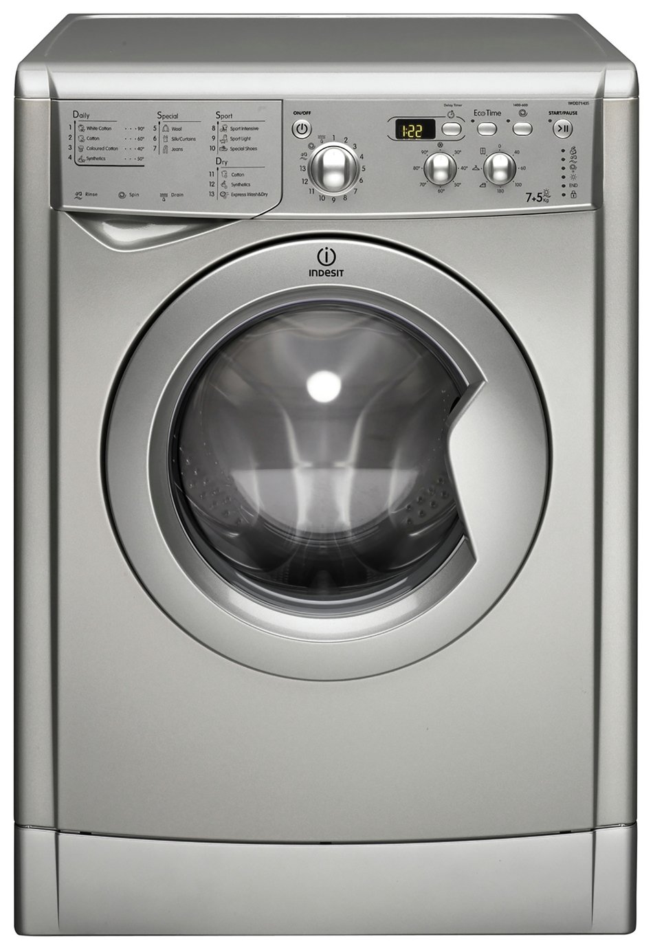 Indesit IWDD7143 S 7KG / 5KG 1400 Spin Washer Dryer - Silver