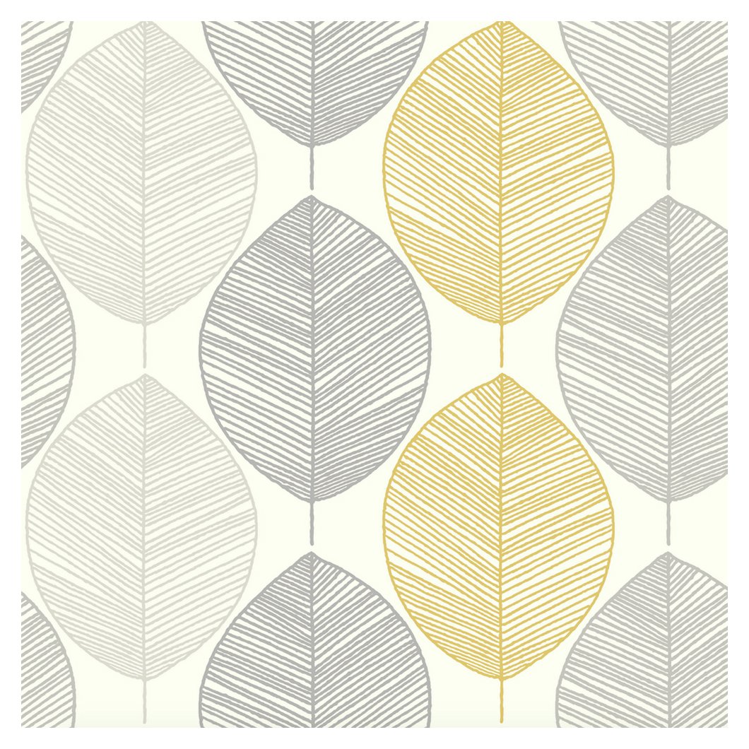 Arthouse Scandi Leaf Wallpaper - Yellow