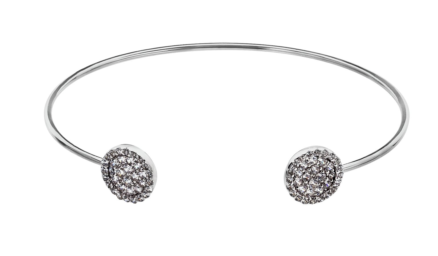 Revere Sterling Silver CZ Round Pave Torque Bangle
